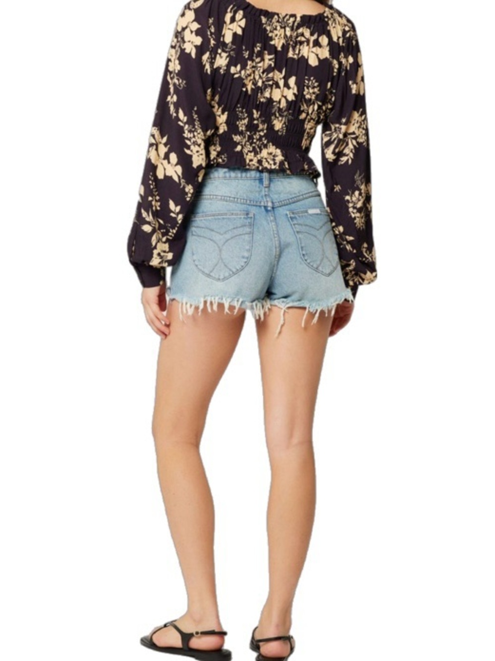 ROLLA'S Dusters High Rise Relaxed Classic Light Blue Wash Frayed Denim Shorts 25
